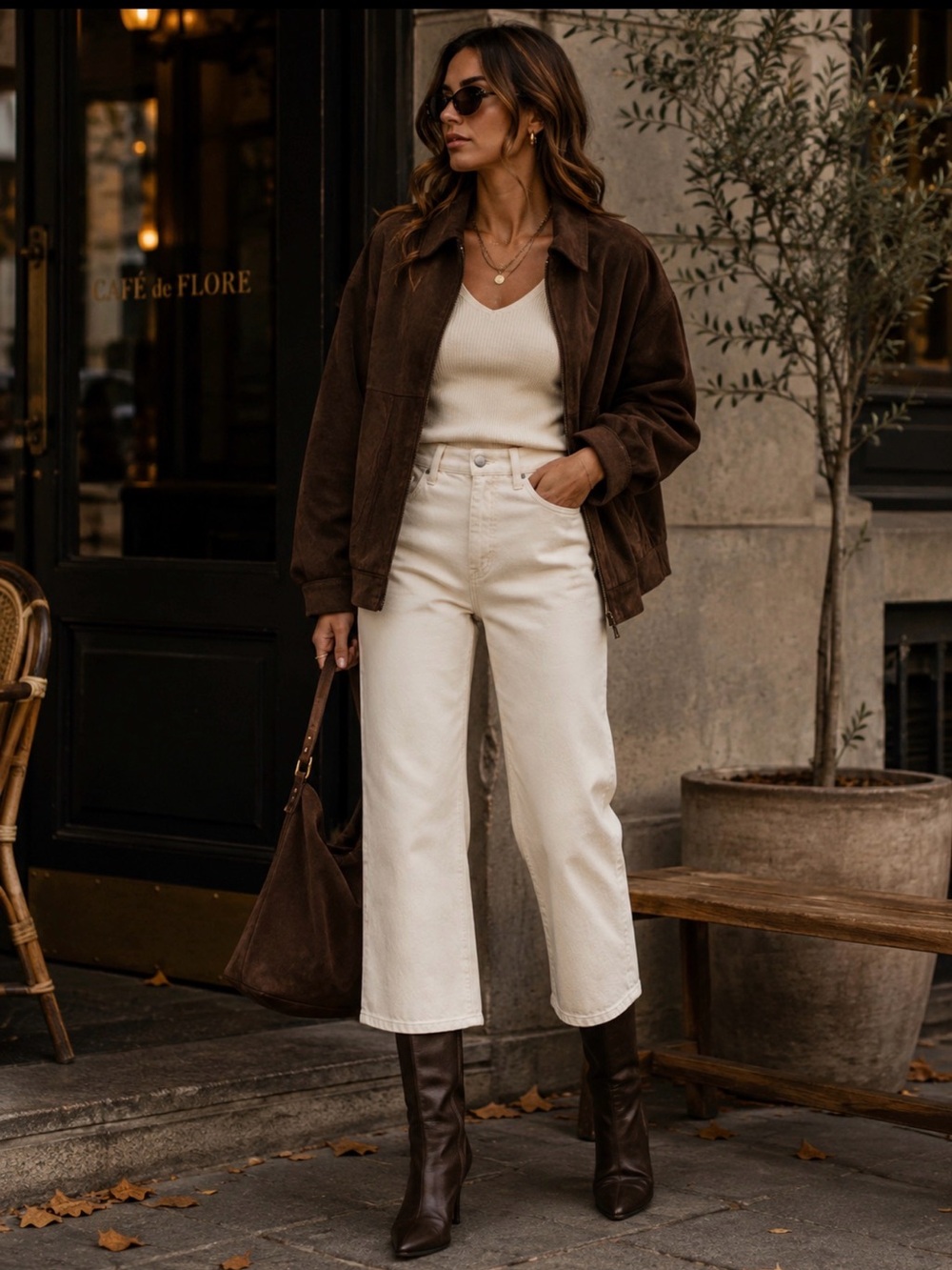 MOTHER The Ditcher Crop Jeans 28 Chalk It Up Cream Straight Leg USA